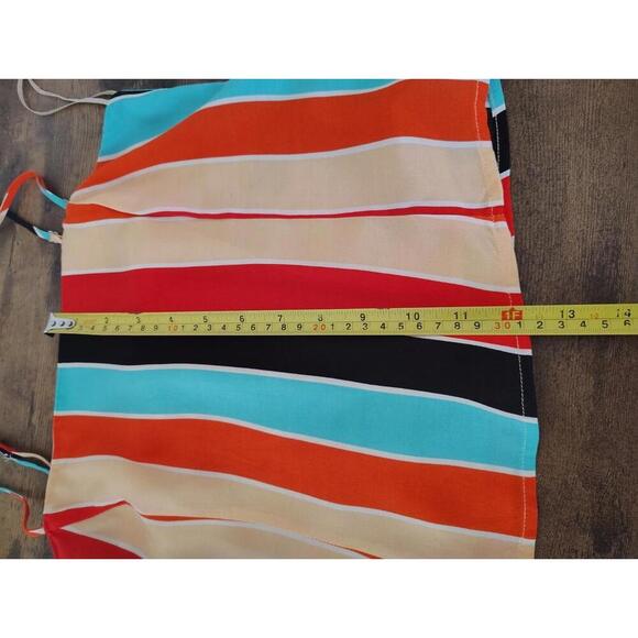 ASTR SHIRLEE STRIPED TANK TOP Strap Spaghetti Zipper Aqua Orange Tan Black Top - Picture 4 of 8